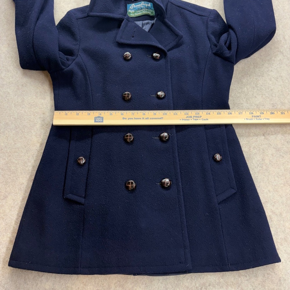 Vintage Navy Blue Wool Double Breasted Peacoat Women Small Dark Academia Preppy - Picture 9 of 11